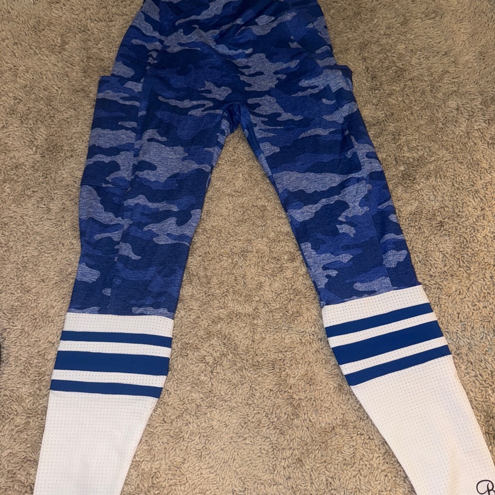 Never Worn Bombshell Sportswear Blue and White Camo Leggings
